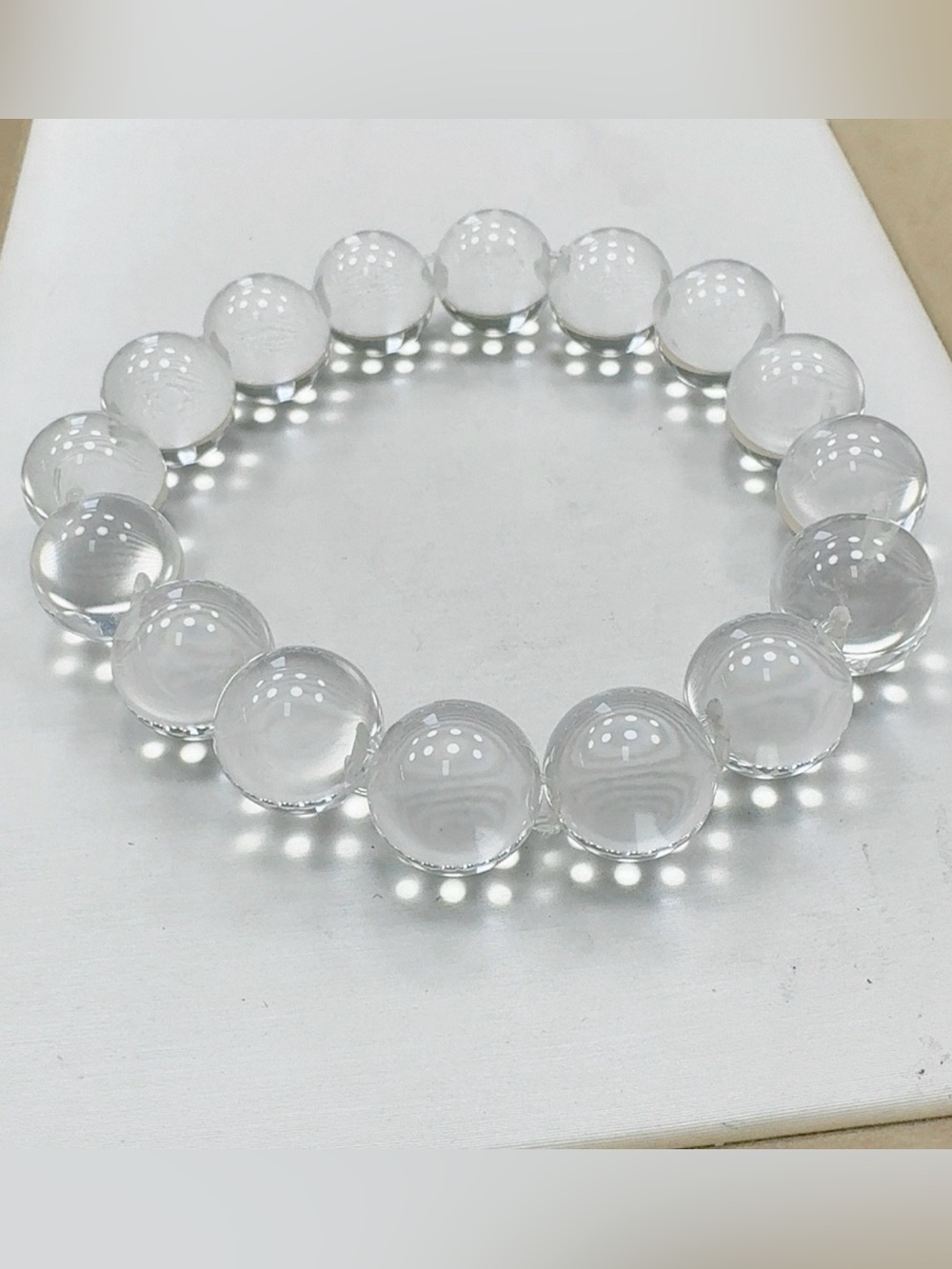 Clear Quartz Crystal Beaded Bracelet 13mm